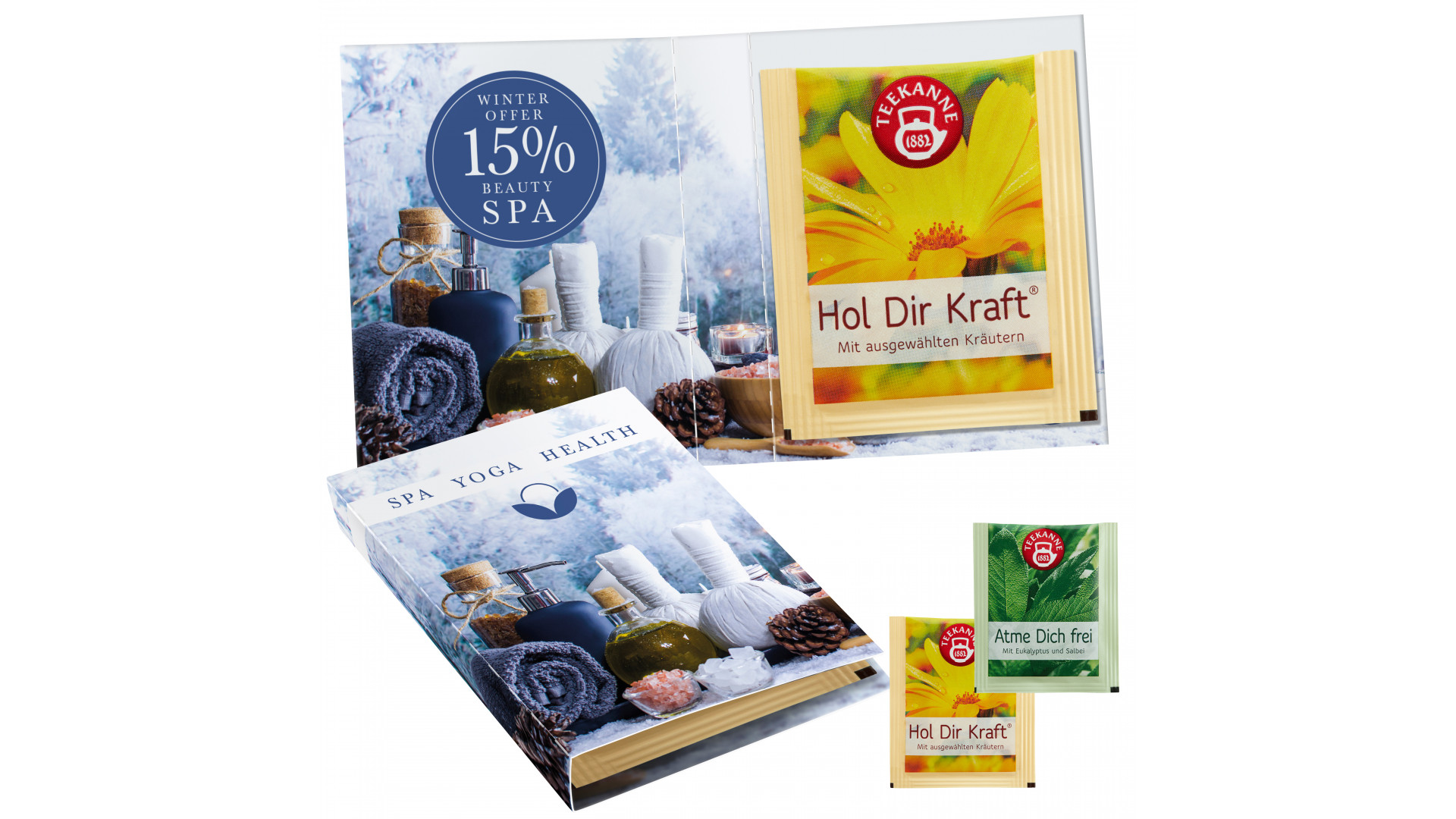 Süßes Briefchen mit aromaversiegeltem Kräuterteebeutel von Teekanne als ...