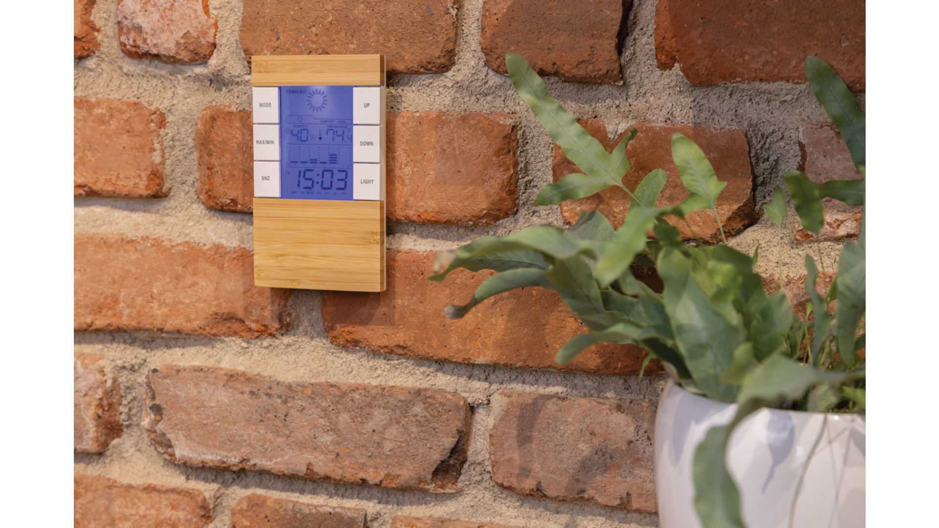 Utah Wetterstation aus RCS rKunststoff & FSC®Bambus als Werbeartikel ab