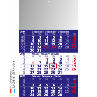 3-Monats-Kalender Solid 3 Bestseller, dunkelblau