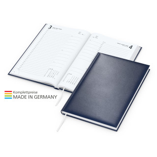 Buchkalender Basic Bestseller, dunkelblau inkl. Goldprägung