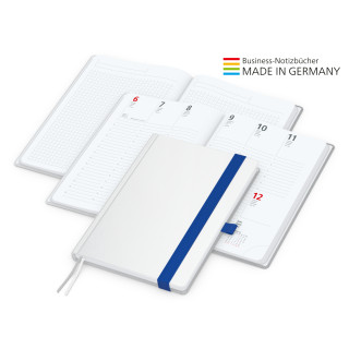 Buchkalender Match-Hybrid White Bestseller A5, Cover-Star gloss-individuell, mittelblau