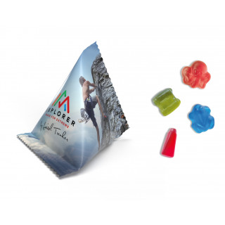 Mini Tetraeder Sonderformen, 10 g, Standard-Folie transparent, Fruchtgummi Sonderformen, 1-farbig