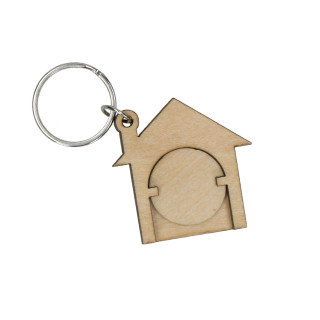Holzchip-Schlüsselanhänger "House", natur