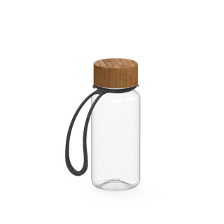 Trinkflasche "Natural", 400 ml, inkl. Strap, transparent, schwarz