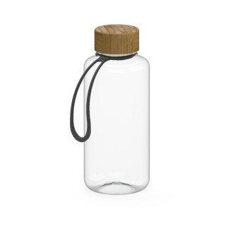 Trinkflasche "Natural", 1,0 l, inkl. Strap, transparent, schwarz