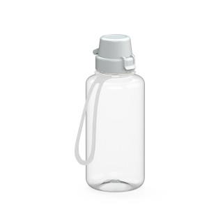Trinkflasche "School", 700 ml, inkl. Strap, transparent, weiß