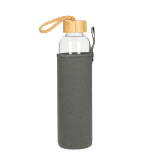 Glasflasche mit Hülle "Bamboo" 0,75 l, transparent, grau