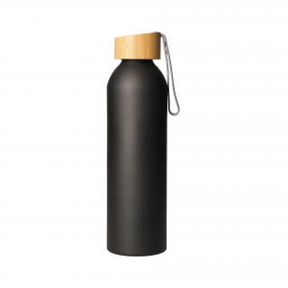 Aluminiumflasche "Bamboo" 0,6 l, schwarz, natur