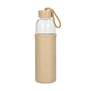 Glasflasche mit Hülle "Natural", 0,7l, transparent