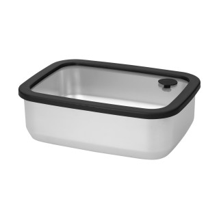 Edelstahl-Lunchbox mit Glasdeckel "RILO", 1100 ml, silber, grau
