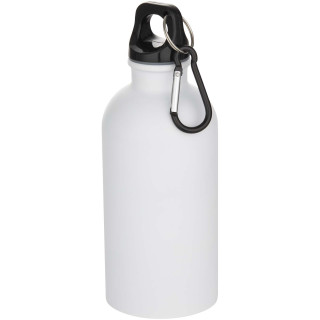 Oregon 400 ml matte RCS-zertifizierte einwandige Trinkflasche aus recyceltem Edelstahl mit Karabinerhaken, weiß