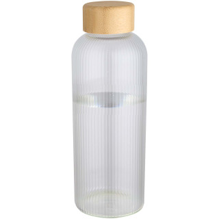 Mirage 650 ml einwandige Trinkflasche aus Borosilikatglas mit Bambusdeckel, transparent