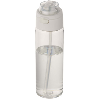 Theron 700 ml RCS Trinkflasche aus recyceltem Kunststoff mit Multifunktionsdeckel und Klappstrohhalm, transparent klar