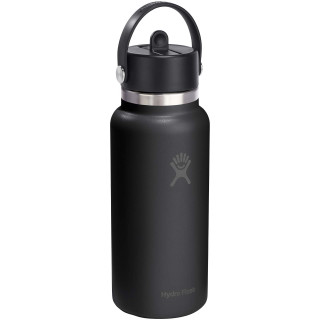 Hydro Flask Wide Mouth 946 ml isolierte Edelstahl Trinkflasche mit Strohhalmverschluss, weiß