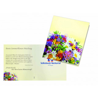 Klappkärtchen bunte Blumenwelt, Blumenmischung-amen, 1-4 c Digitaldruck inklusive