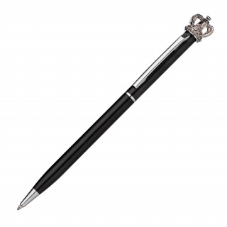 Kugelschreiber aus Metall mit Krone, schwarz