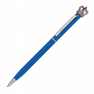 Kugelschreiber aus Metall mit Krone, blau