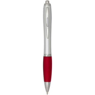 Nash RCS Kugelschreiber aus recyceltem Kunststoff mit silbernem Schaft und farbigem Griff (schwarze Tinte), rot