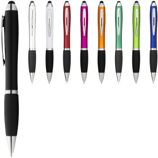 Nash Stylus Kugelschreiber farbig mit schwarzem Griff, silber / schwarz