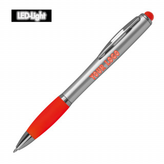Kugelschreiber mit farbigem LED Licht, rot