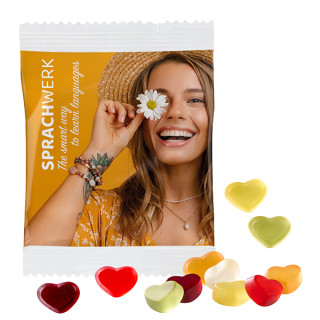 Fruchtgummi 10 g Tüten - vegan Herzen (w2p)