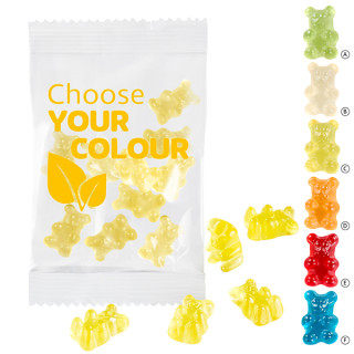 Vegane 1-farbige Premium-Bärchen 15 g im kompostierbaren Tütchen