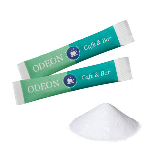 Papierstäbchen mit weißen Zucker