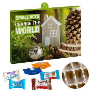 Premium-Präsent-Adventskalender "Eco" mit Ritter Sport, Milka Favourites Mix, Kinder Schokolade, Kinder Bueno Mix
