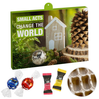Premium-Präsent-Adventskalender "Eco" mit Lindt Lindor Pralinés, HELLO Mini Stick Mix