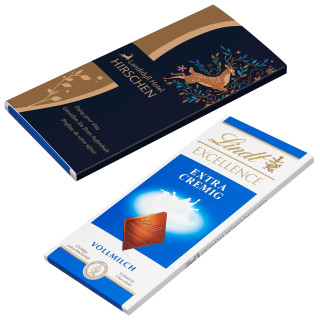 Lindt & Sprüngli Excellence Vollmilch-Schokoladentafel im Werbeschuber