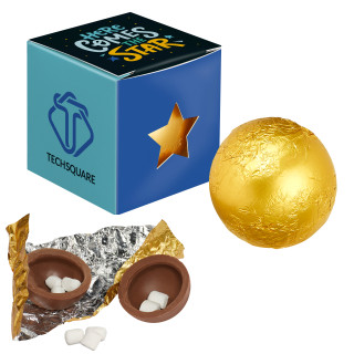 Mini-Promo-Würfel mit Klett Heiße Schokoladen-Bombe