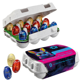 12er Ostereier-Karton mit Lindt Lindor Mini Eiern