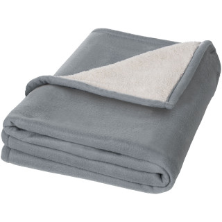 Springwood Decke aus weichem Fleece und Sherpa-Plaid, grau / offwhite