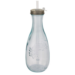 Polpa Flasche mit Trinkhalm aus recyceltem Glas , transparent klar