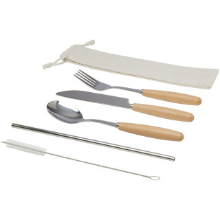 Root 5-teiliges Besteckset aus Edelstahl und Buchenholz , natur