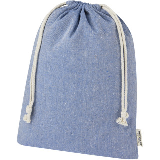 Pheebs 150 g/m² GRS Zuziehbeutel aus Recyclingbaumwolle groß 4 l, meliertes blau