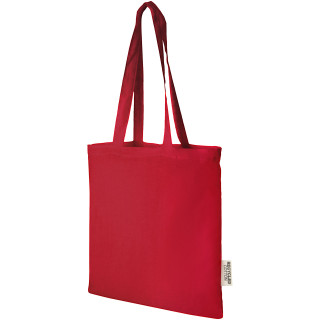 Madras 140 g/m² Baumwoll Tragetasche aus GRS recycelter Baumwolle, 7L, rot