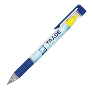 DELOS Kugelschreiber Bright und gelbe Textmarker, dunkelblau, inkl. Digitaldruck