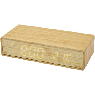 Minata kabelloses Bambus-Ladegerät mit Uhr, beige