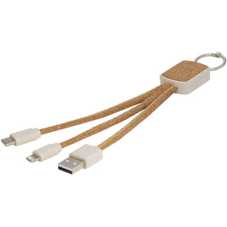 Bates Weizenstroh und Kork 3-in-1 Ladekabel, natur