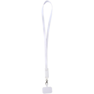 Franz 5 in 1 Lanyard Kabel aus recyceltem Kunststoff für Smartphones mit integrierter Datensynchronisierung und 65 W Schnellladefunktion, weiß