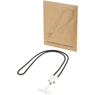 Ion 65 W 5-in-1-Ladekabel mit Lanyard aus recyceltem Kunststoff, weiß
