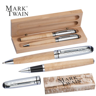 Mark Twain Schreibset aus Holz ROLAND, beige