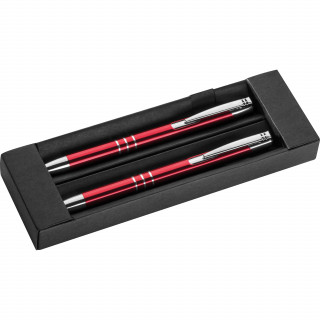 Schreibset mit Kugelschreiber und Druckbleistift aus Metall, rot