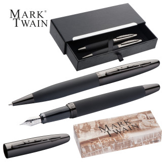 Mark Twain Schreibset aus Metall VALENTIN, schwarz