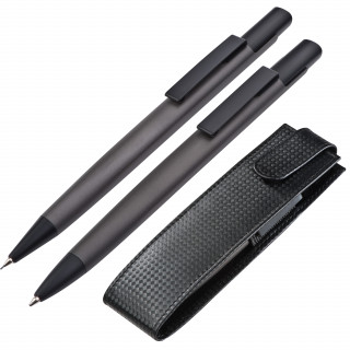 Set aus Kugelschreiber und Bleistift in Etui , anthrazit