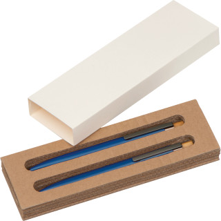 Schreibset mit Kugelschreiber und Druckbleistift aus recyceltem Aluminium, blau