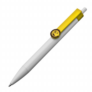 Kugelschreiber mit Clip Gesicht, gelb