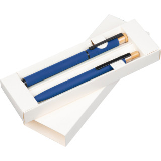 Schreibset aus recyceltem Aluminium RAFFAELE, blau