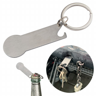 Schlüsselanhänger mit Einkaufschip Stickit, grau